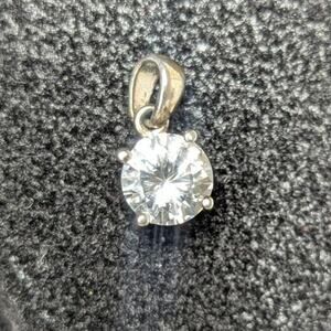 Sterling silver and cubic zirconia round necklace pendant sparkling